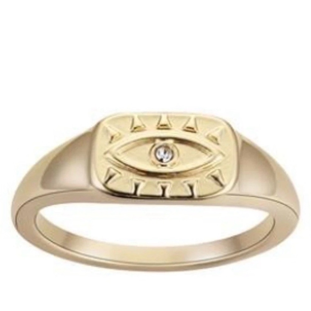 Gold Evil Eye Ring Unwritten 14k gold flash plated Crystal size 9 NWT
